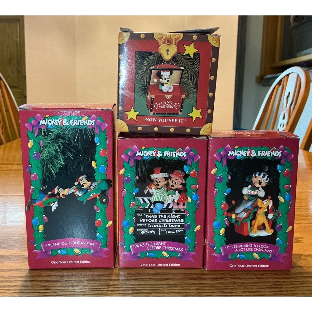 Vintage Enesco Treasury of Christmas Mickey & Friends Ornaments 4 Limited Ed